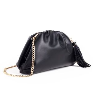 Understated Leather Crescent Clutch NEW